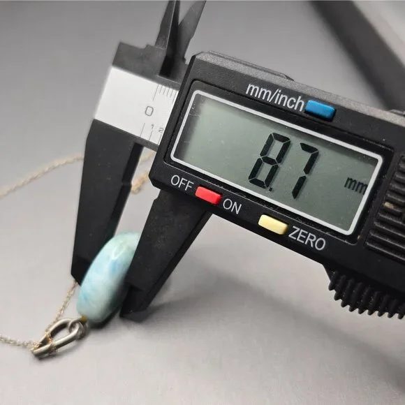 VTG Sterling Silver Larimar Pendant Necklace 18" Teardrop Signed F 6.79g - Picture 12 of 15